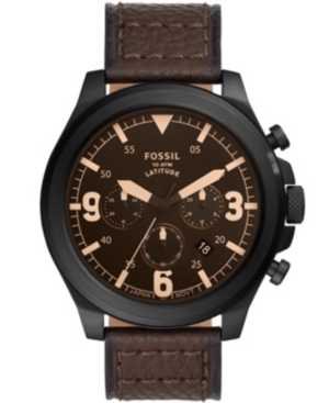 FOSSIL MEN'S LATITUDE BROWN LEATHER STRAP WATCH 50MM