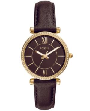 image of Fossil Women-s Carlie Brown Leather Strap Watch 35mm