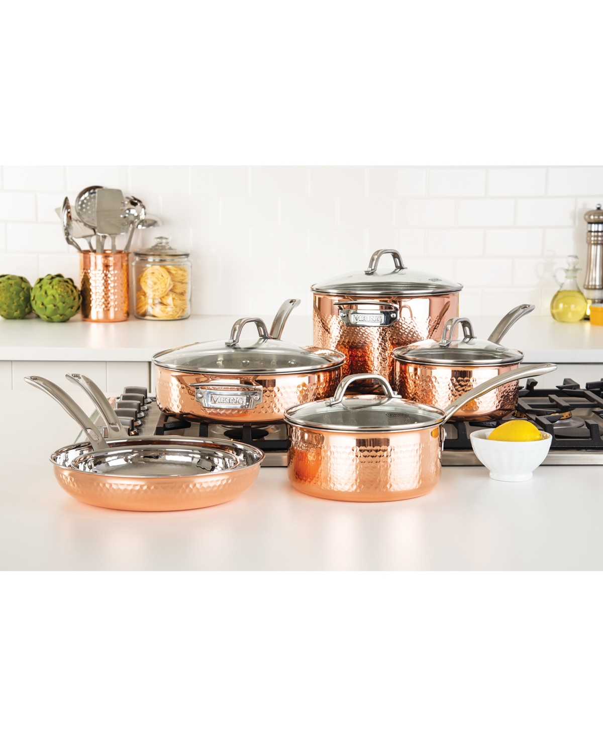 Viking 3-Ply Hammered Copper Clad 10 Piece Cookware Set