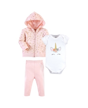 Baby Girls 3 Piece Hoodie Bodysuit and Pant Set