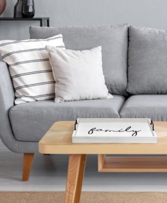 Decorative Wood Serving Tray with Handles - Family