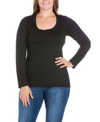 24seven Comfort Apparel Women's Plus Size Long Sleeves T-Shirt - Macy's