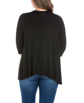 Plus Size Elbow Length Sleeve Open Cardigan