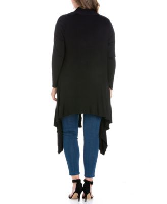Women's Plus Size Extra Long Open Front Cardigan