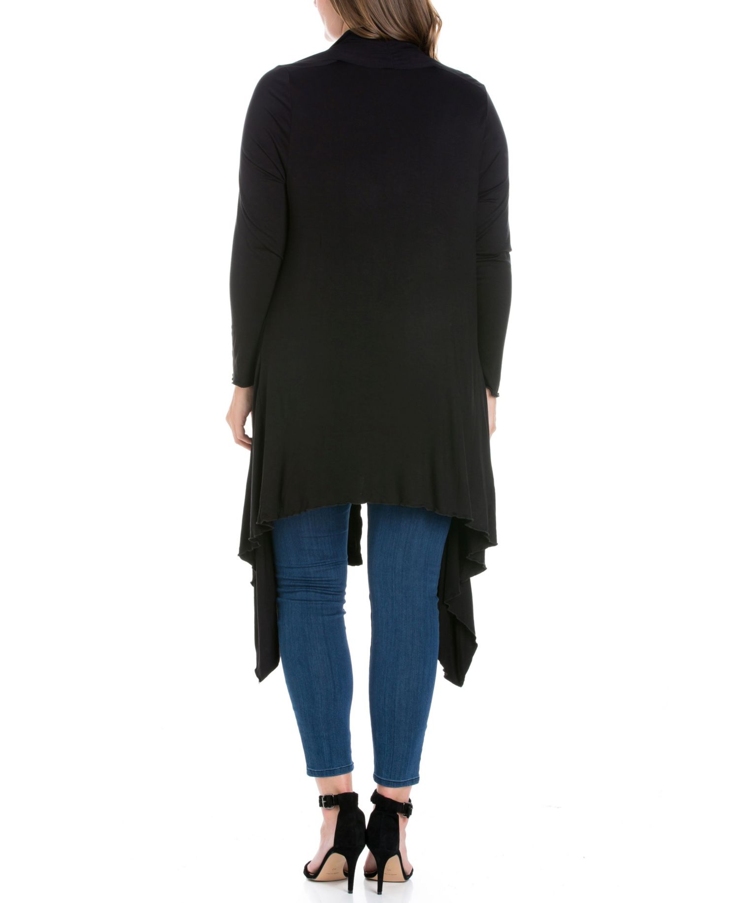 Women's Plus Size Extra Long Open Front Cardigan