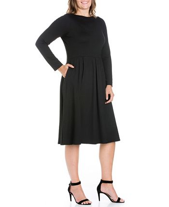 24seven Comfort Apparel Women's Plus Size Fit and Flare Midi Dress - Macy's