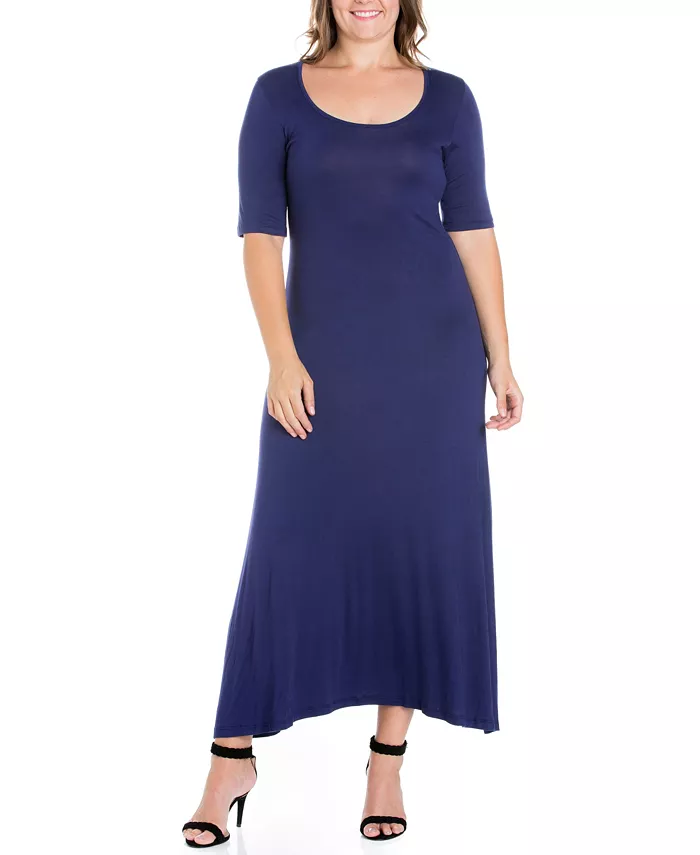 Plus Size Elbow Length Sleeve Maxi Dress