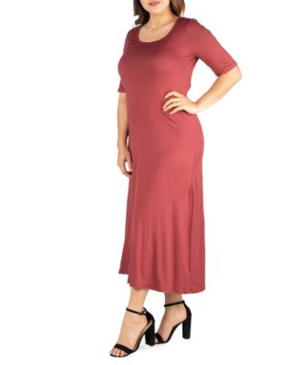 Plus Size Elbow Length Sleeve Maxi Dress