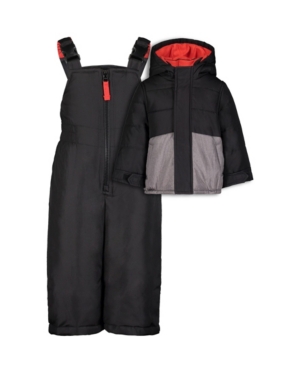 image of Toddler Boys Color-block 2 Piece Snowsuit with Texture Print Jacket