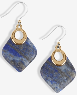 image of Lucky Brand Gold-Tone Lapis Drop Earrings