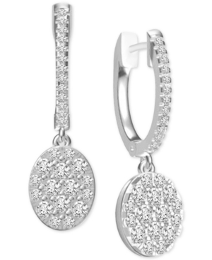image of Diamond Dangle Cluster Drop Earrings (1 ct. t.w.) in 14k White Gold