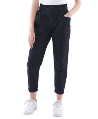 Juniors' Cotton Paperbag-Waist Pants 