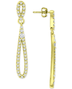 image of Giani Bernini Cubic Zirconia Elongated Loop Drop Earrings in 18k Gold-Plated Sterling Silver, Created for Macy-s