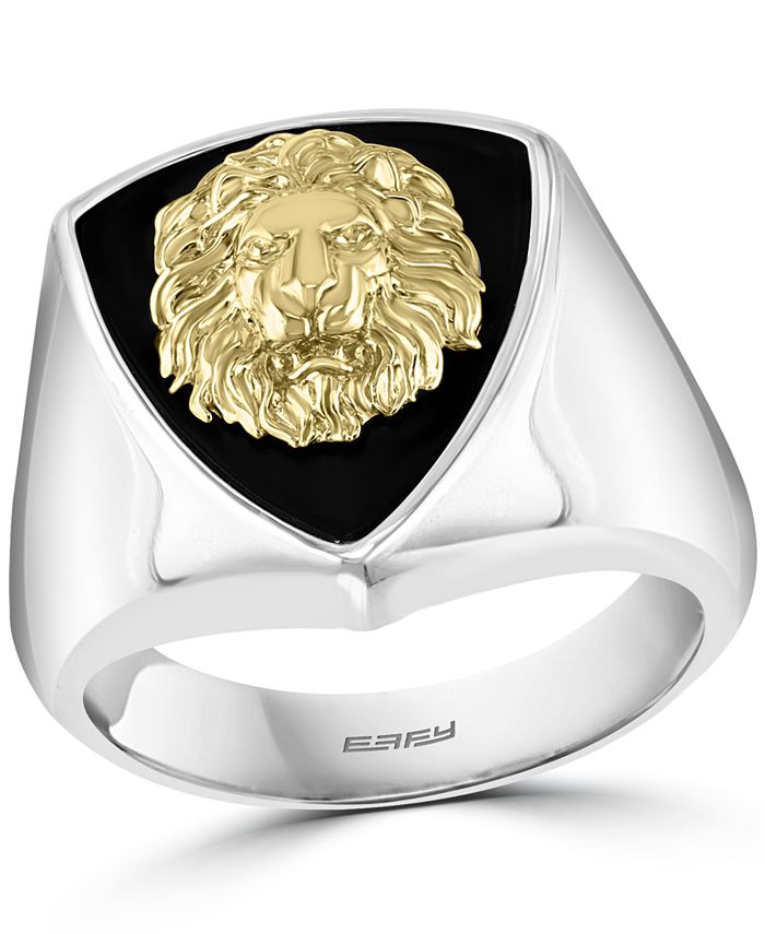 EFFY Collection - Men's Lion Head Statement Ring in Sterling Silver & 18k Gold-Plated Sterling Silver