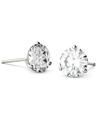 Moissanite Three Prong Stud Earrings (1-5/8 ct. t.w. DEW) in 14k White Gold