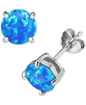 image of Giani Bernini Lab-Created Opal Stud Earrings (1/2 ct. t.w.) in Sterling Silver, Created for Macy-s
