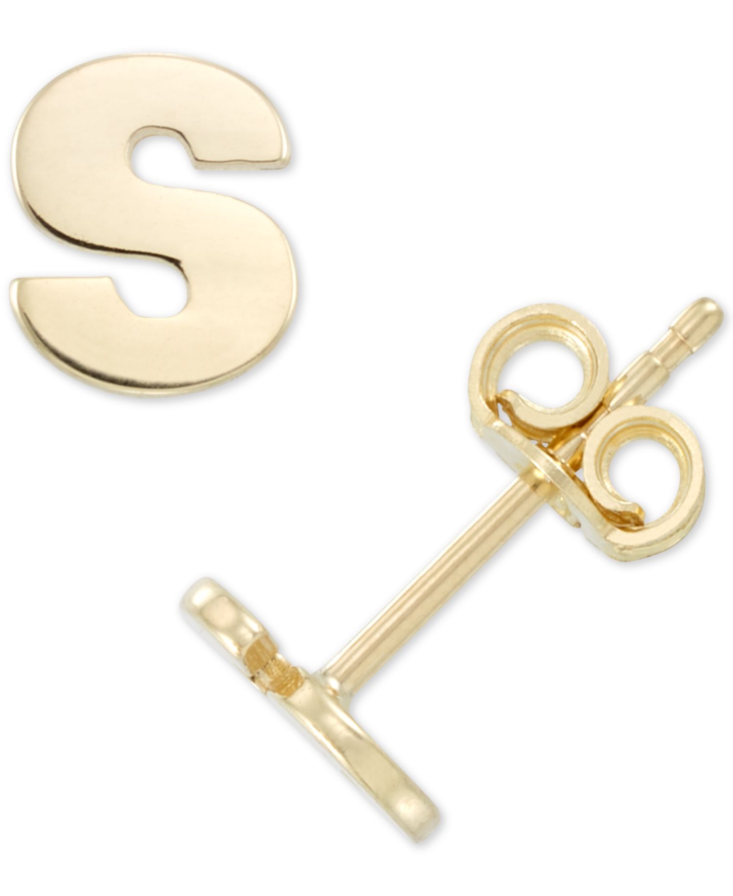 Initial Stud Earrings in 10k Gold