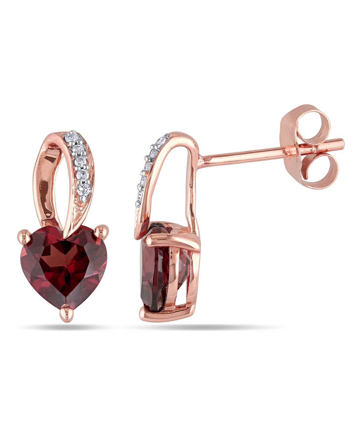 Shop Macy's Garnet And Diamond Accent Heart Earrings