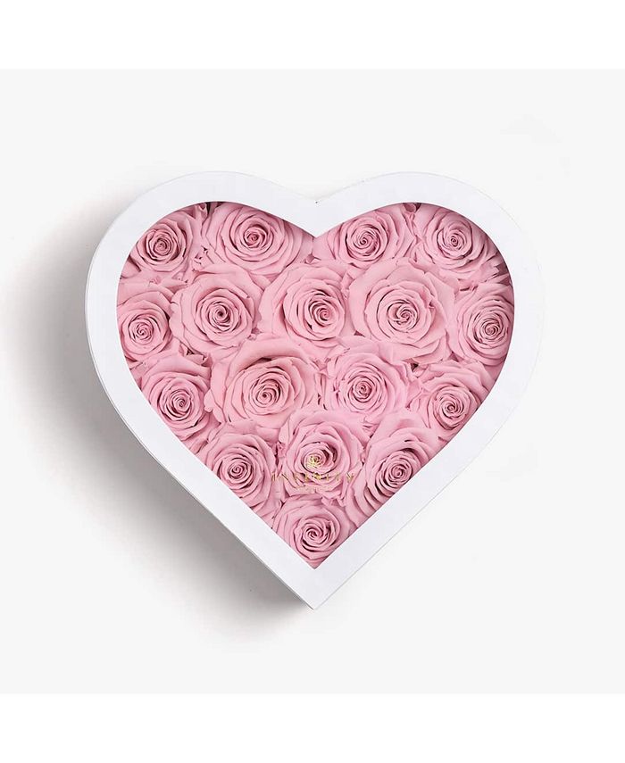 Infinity Roses Heart Box of 17 Pink Real Roses Preserved to Last Over a