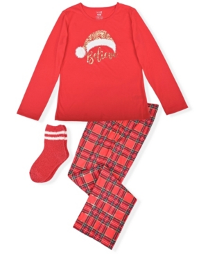 image of Big Girl-s 2 Piece Believe Christmas Pajama Set with Socks
