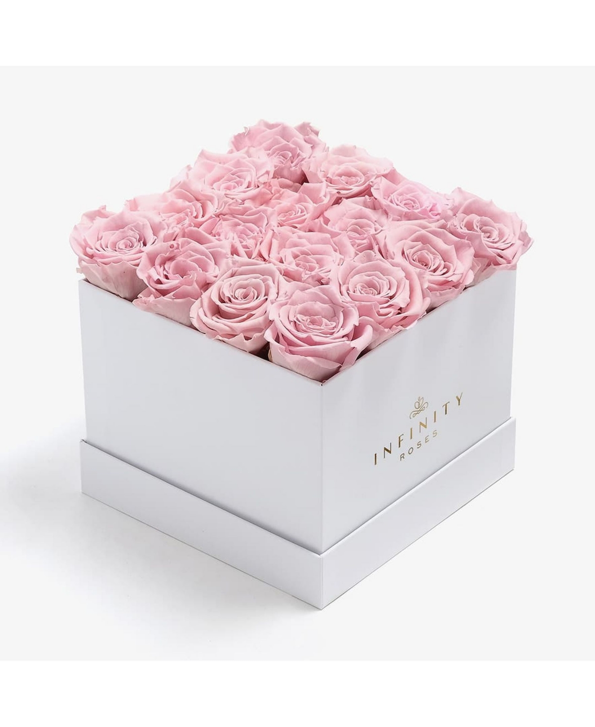 Square Box of 16 Pink Real Roses Preserved to Last Over a Year - Pink