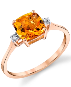 image of Citrine (1-1/2 ct. t.w.) & Diamond (1/20 ct. t.w.) Ring in 14k Rose Gold