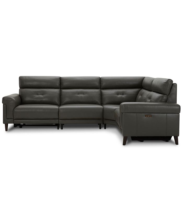 Furniture Jazlo 4Pc. Leather Sectional with 2 Power Recliners, Created