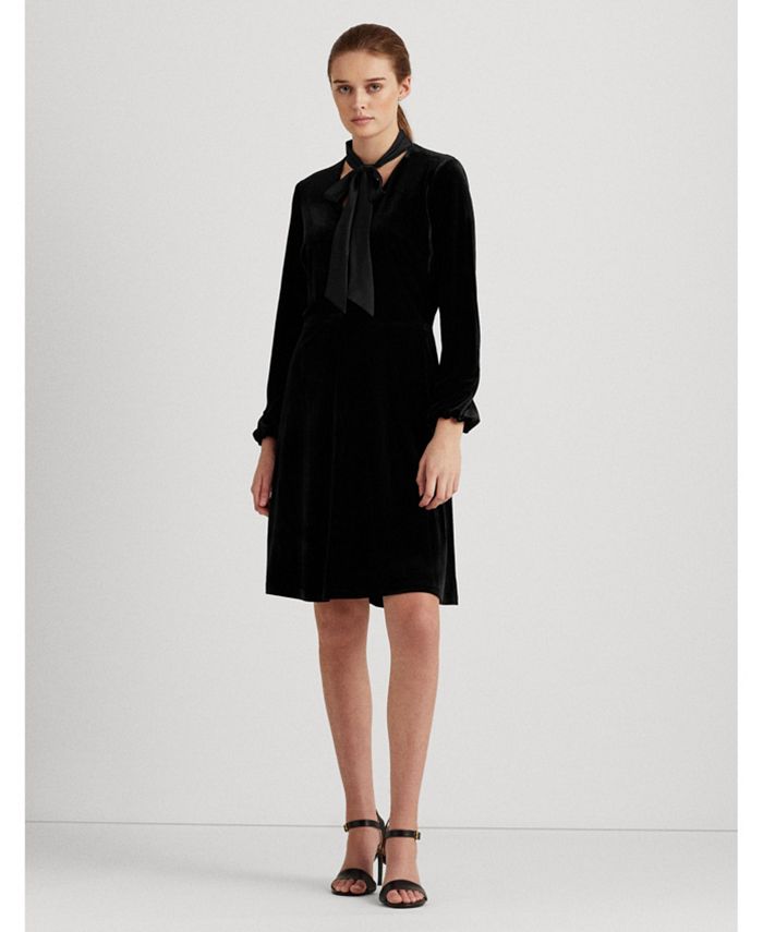 Lauren Ralph Lauren Velvet TieNeck Dress Macy's