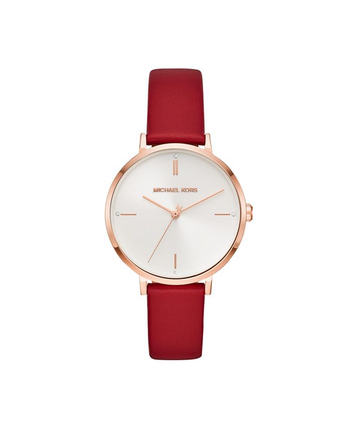 Michael kors best sale red leather watch