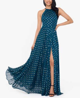 Betsy & Adam Foil-Print Chiffon Gown - Macy's