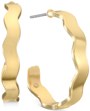 image of Alfani Gold-Tone Small Wavy C-Hoop Earrings, 0.8