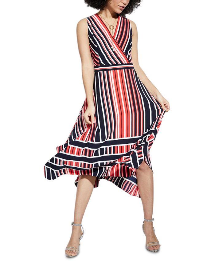 Karl Lagerfeld Paris Striped Handkerchief Hem Midi Dress Macy s