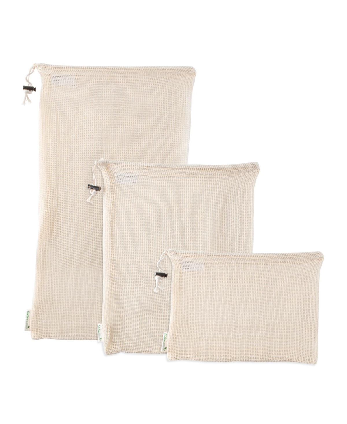 Cotton Mesh Produce Bags, Set of 3 - Natural