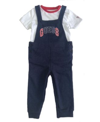 GUESS - Baby Boys Short Sleeve T-shirt & French Terry Overall Set