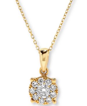 image of Diamond Halo Pendant Necklace (1/2 ct. t.w.) in 14k Gold
