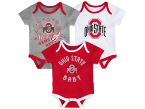 Outerstuff Baby 3-Pk Ohio State Buckeyes Cotton Bodysuits