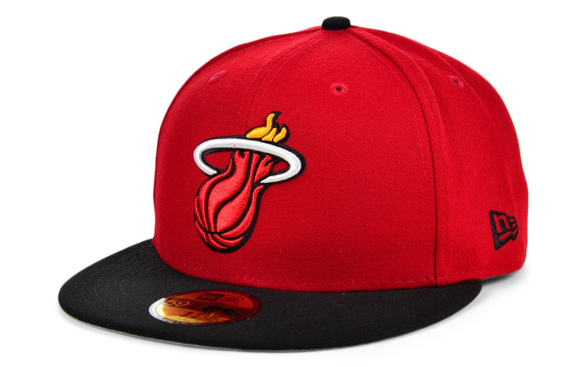 New Era Miami Heat Basic 2 Tone 59fifty Cap In Maroon,black