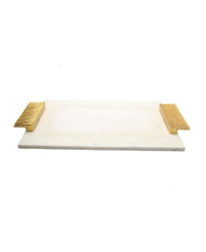 Shop Classic Touch Marble Challah Tray With Embossed Handles In White