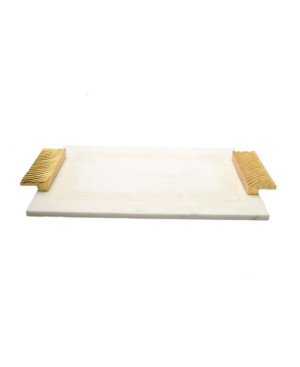 CLASSIC TOUCH MARBLE CHALLAH TRAY WITH EMBOSSED HANDLES 