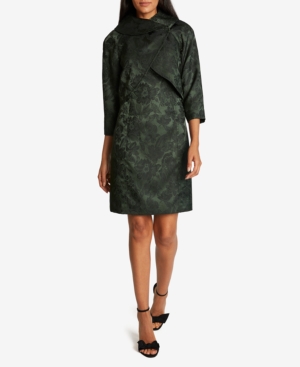 Tahari Asl Jacquard 3/4-Sleeve Wrap Jacket Dress Suit