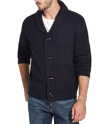 Weatherproof Vintage Men's Jersey Lined Cardigan with Toggles - Macy's