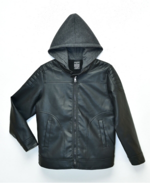 image of Big Boys Quinn Sherpa Lined Moto Jacket with Fleece Hood, Made For Macy-s