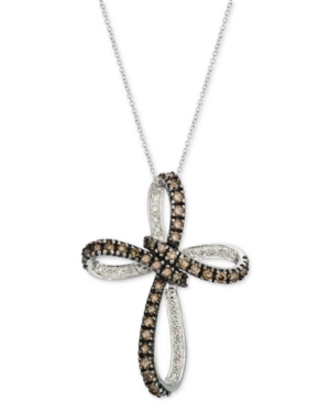 image of Le Vian Chocolate Diamond & Nude Diamond Cross 18
