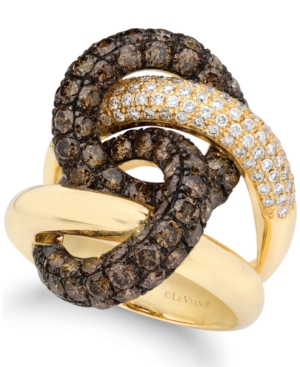 image of Le Vian Chocolate Diamond & Vanilla Diamond Interlocking Ring (4-1/4 ct. t.w.) in 14k Gold