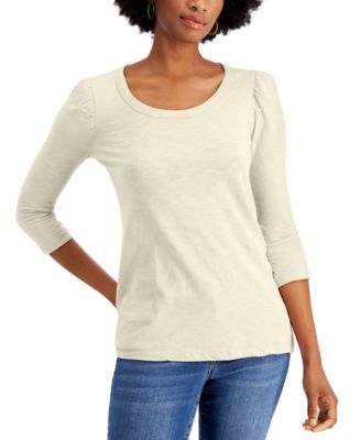Style & Co - Petite Cotton Puff-Sleeve Top