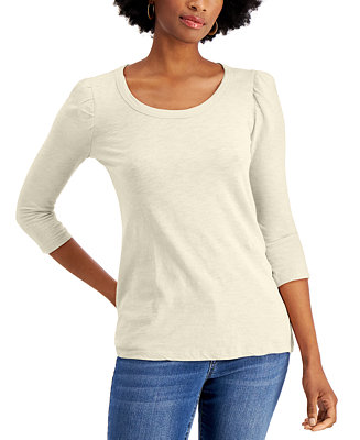 Style & Co Petite Cotton Puff-Sleeve Top, Created for Macy's & Reviews ...