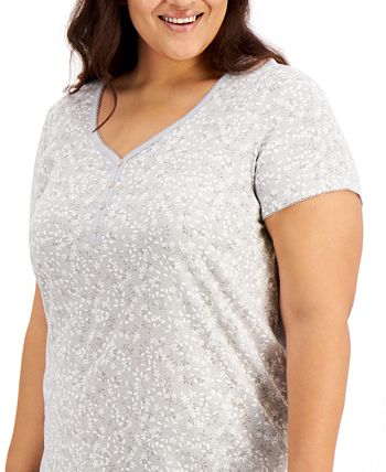 Charter Club - Plus Size Printed Cotton Sleep Shirt