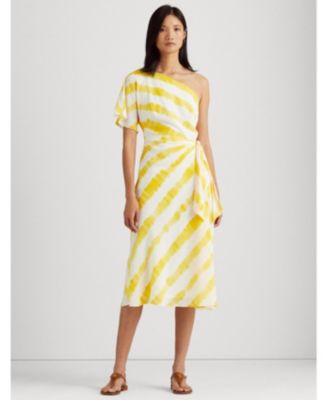 ralph lauren crepe one shoulder dress