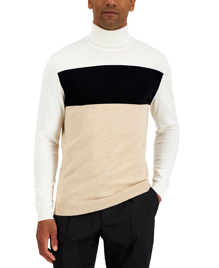 Alfani Men's Colorblocked Turtleneck Sweater, Created for Macy's Macy's