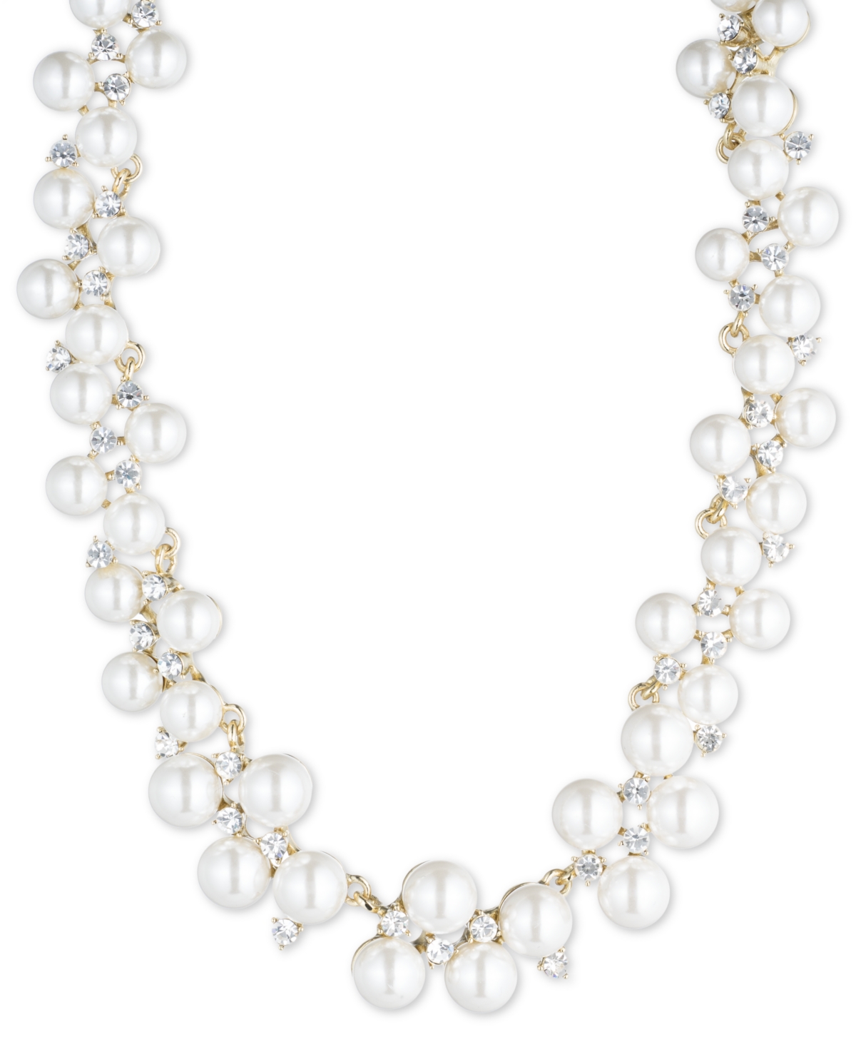 Pearl Cluster Collar Necklace, 18" - Gold